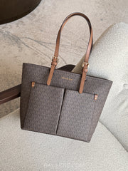 Michael-Kors-Jet-Set-Medium-Logo-Pocket-Tote-Bag-Brown-balilene