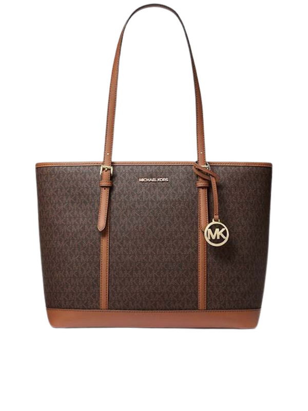 Michael Kors Jet Set Travel Large Logo Shoulder Tote Brown Balilene