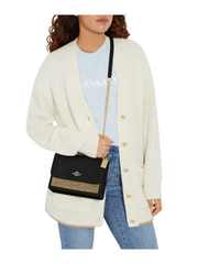 On-Model-Coach-Klare-Crossbody-Bag-In-Micro-Signature-Canvas-KhakiBlack