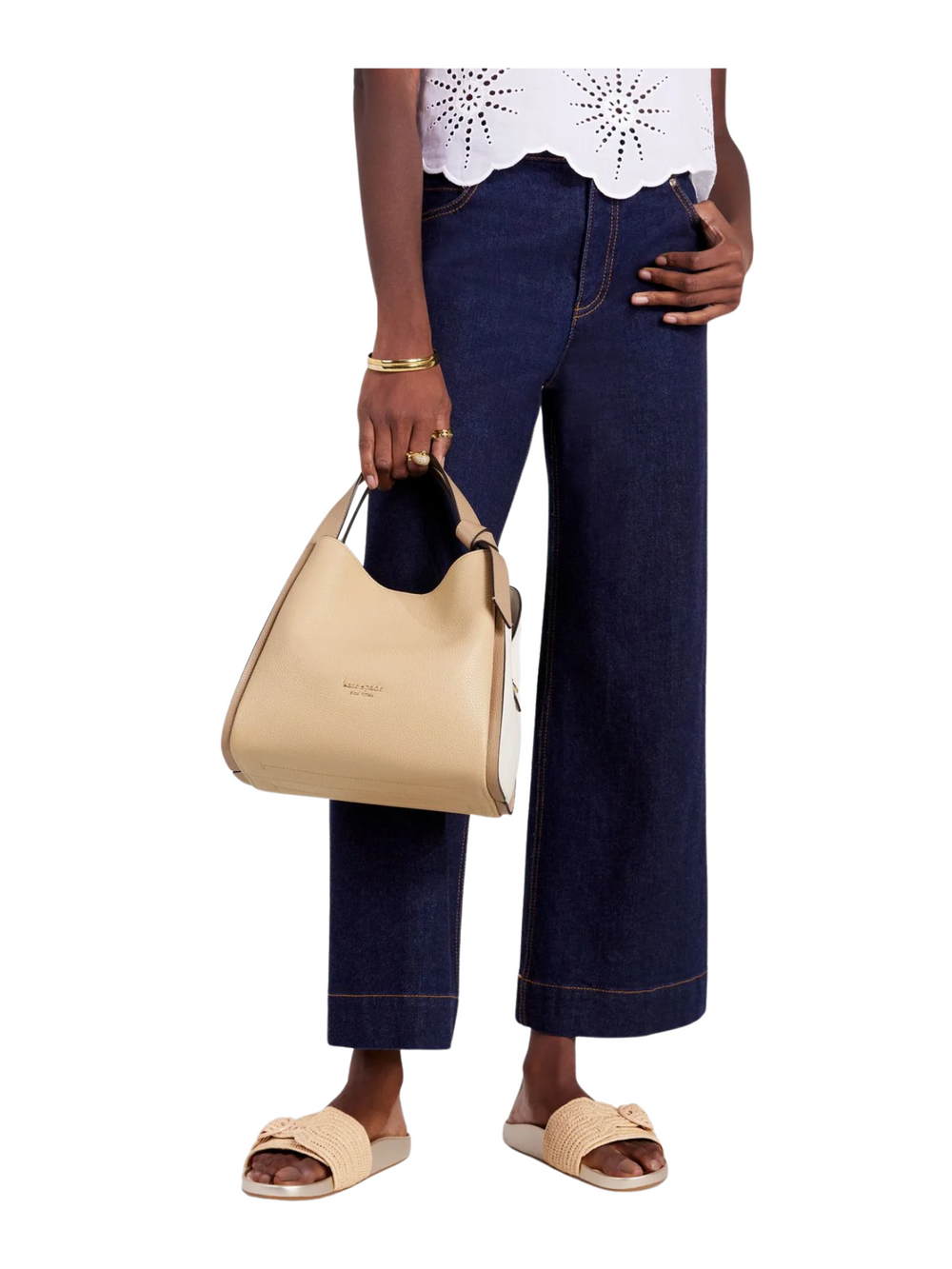 On-Model-Kate-Spade-Knott-Medium-Crossbody-Tote-Colorblocked-BeigeWhite