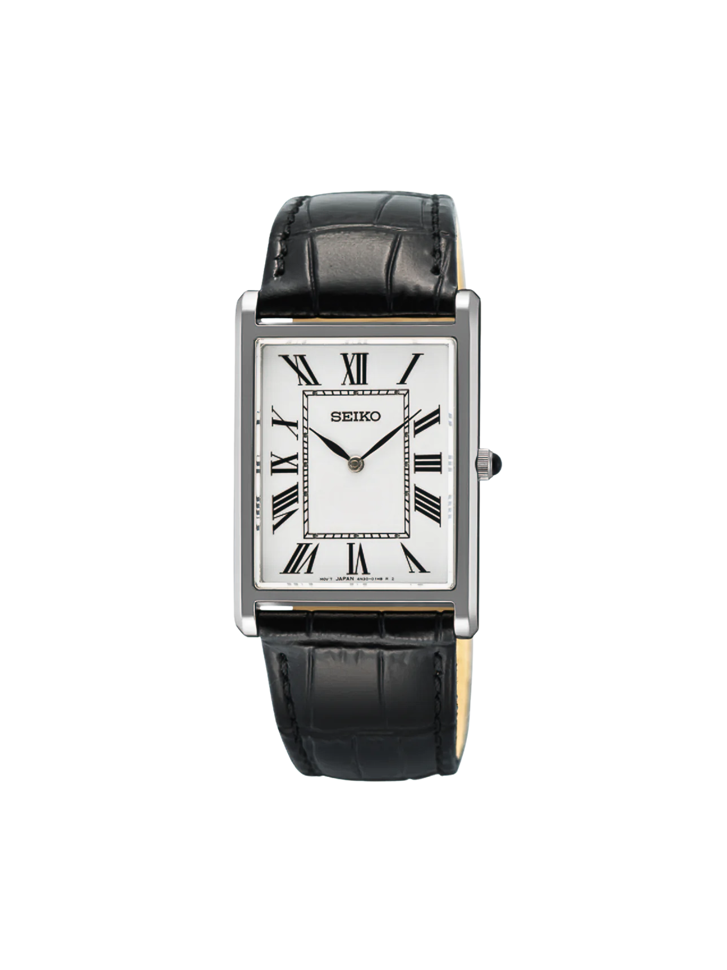 Seiko-SWR103P1-Classic-Quartz-Men-Watch-Case-Silver-Leather-Strap-Black