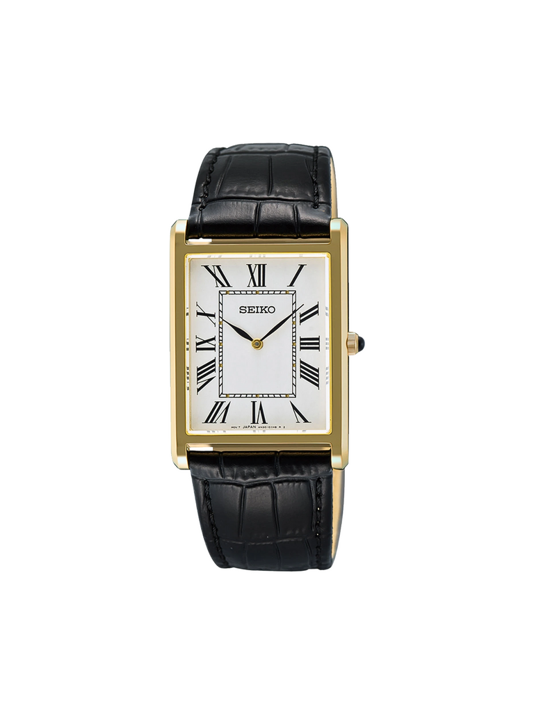 Seiko-SWR104P1-Classic-Quartz-Men-Watch-Case-Gold-Leather-Strap-Black