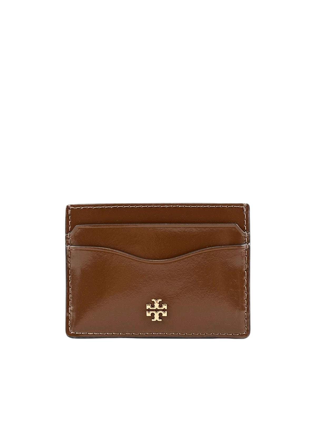 Tory-Burch-Emerson-Black-Patent-Leather-Card-Case-Wallet-Rich-Walnut