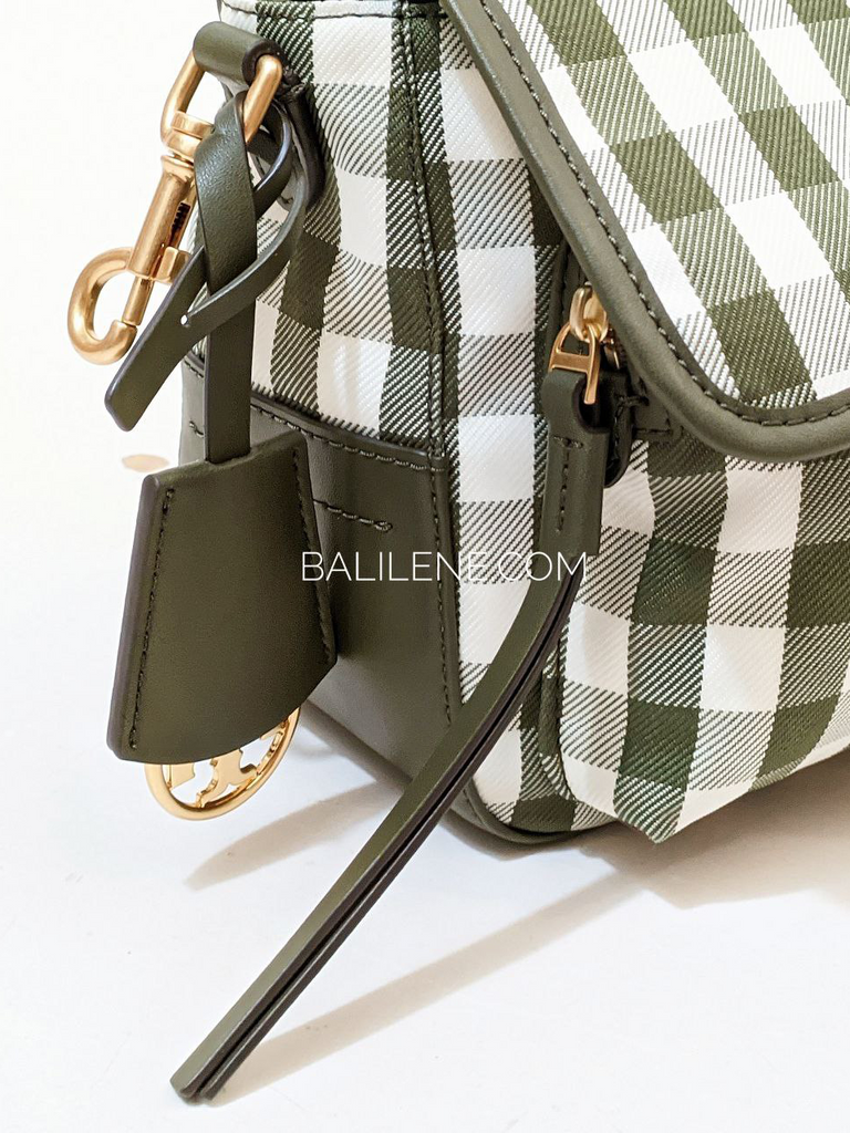 Tory Burch Piper Gingham Crossbody Bag In Leccio/New Ivory Gingham