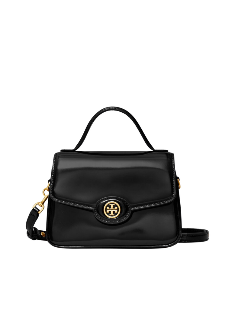 Tory-Burch-Robinson-Spazzolato-Small-Top-Handle-Bag-Black