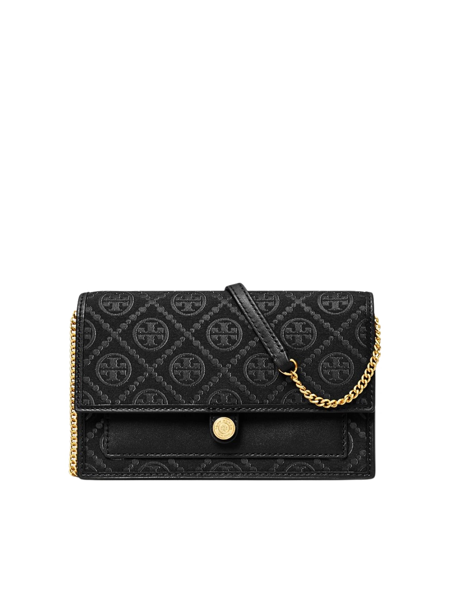 Tory-Burch-T-Monogram-Chain-Wallet-Black