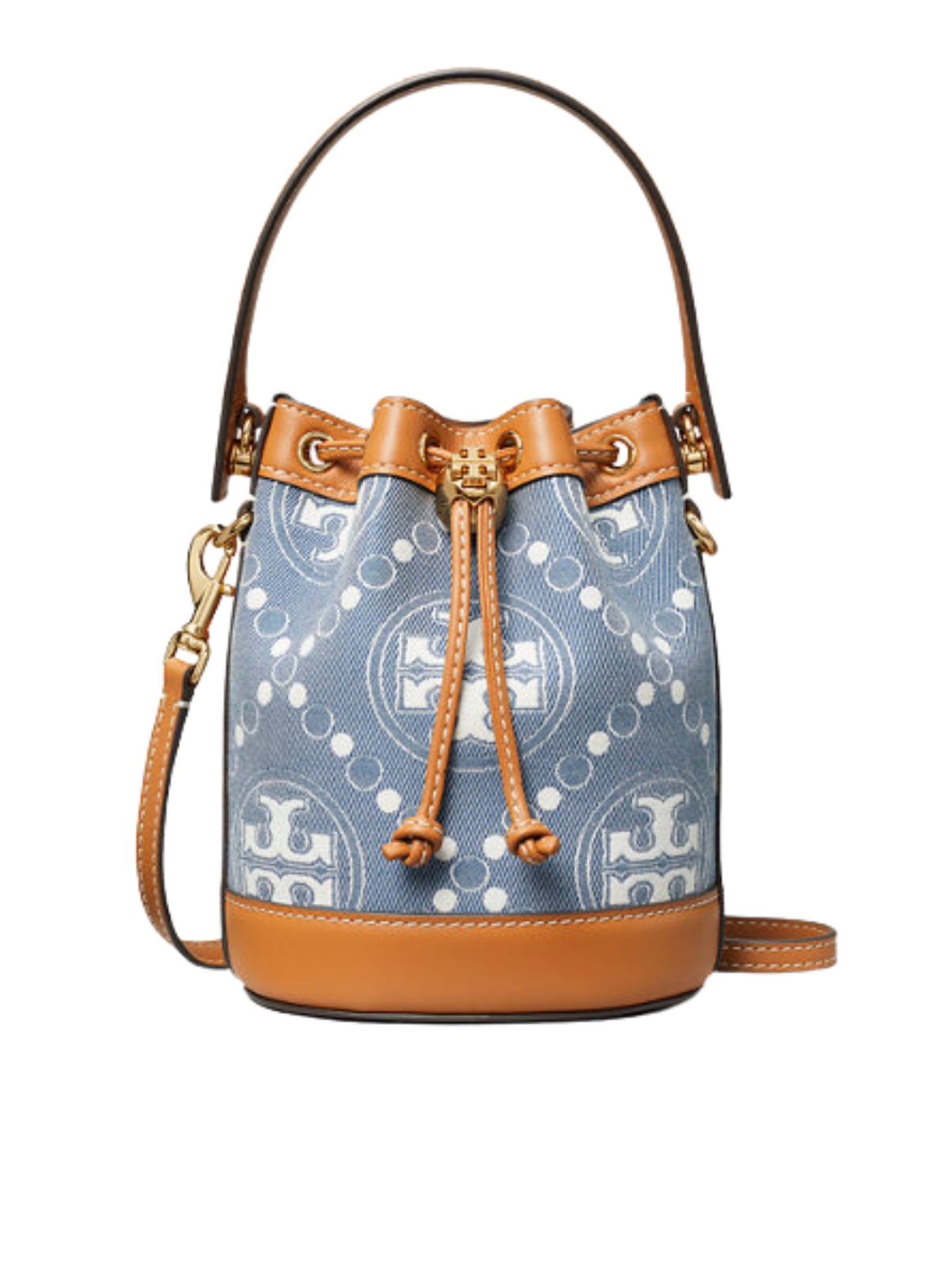Tory Burch T Monogram Denim Mini Bucket Bag Multi – Balilene