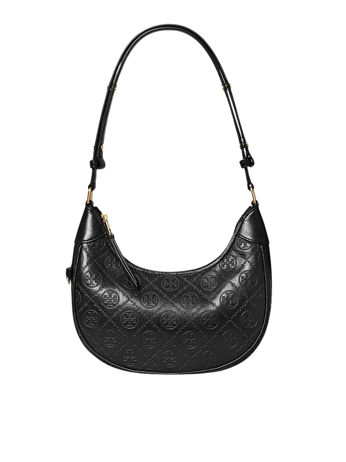 Tory-Burch-T-Monogram-Leather-Crescent-Bag-Black