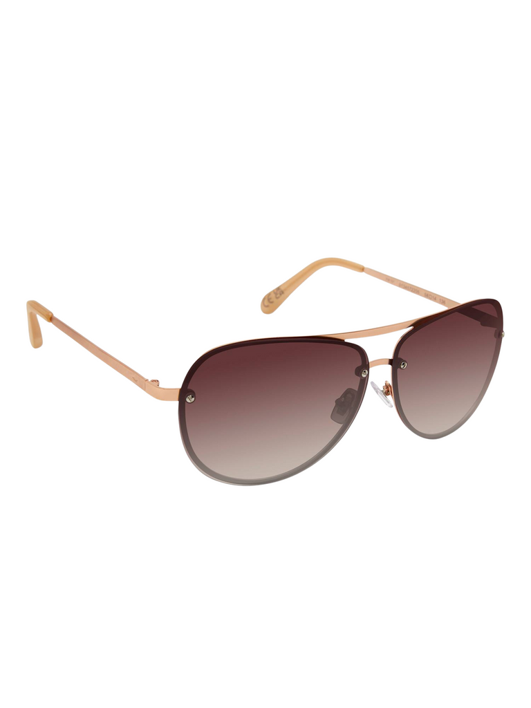 bagian-samping2-Fossil -Women's- Aviator- Round -Sunglasses- Brown / Rosegold
