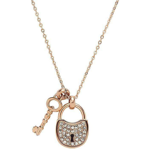 detail-Fossil- JF00089791- Necklace- Women- Jewellery- Fossil- Lock- and- Key
