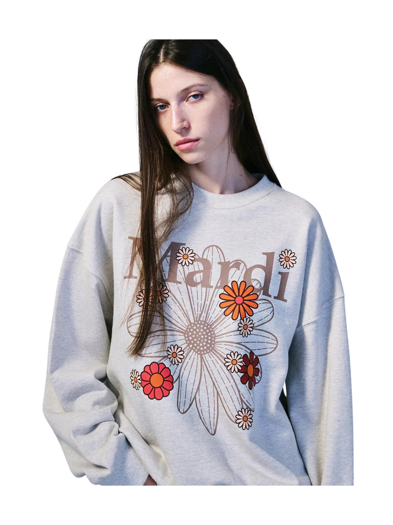 Mardi Mercredi Sweatshirt Flowermardi Blossom Oatmeal Taupe