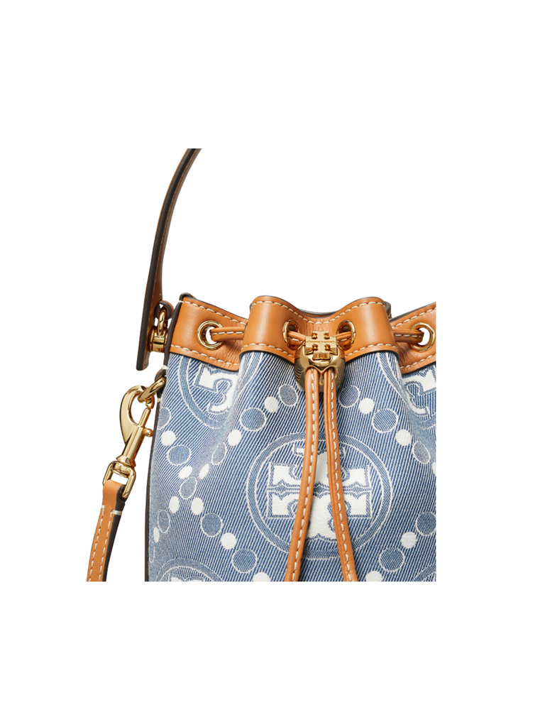 Tory Burch T Monogram Denim Mini Bucket Bag Multi – Balilene Tory Burch T Monogram Denim Mini Bucket Bag Multi – Balilene
