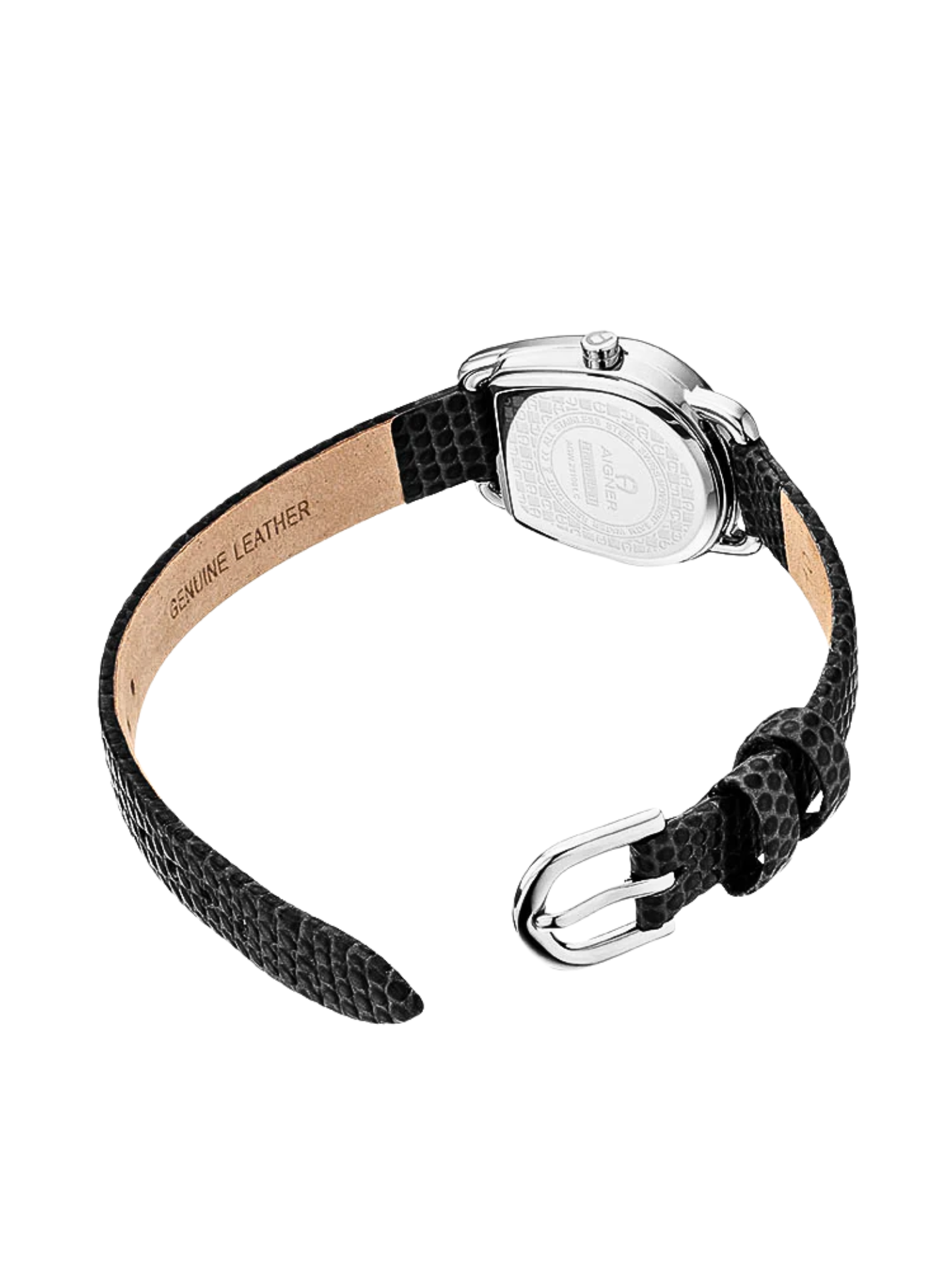 detail-belakang-Aigner-Hermada-Leather-Strap-Black-Case-Silver
