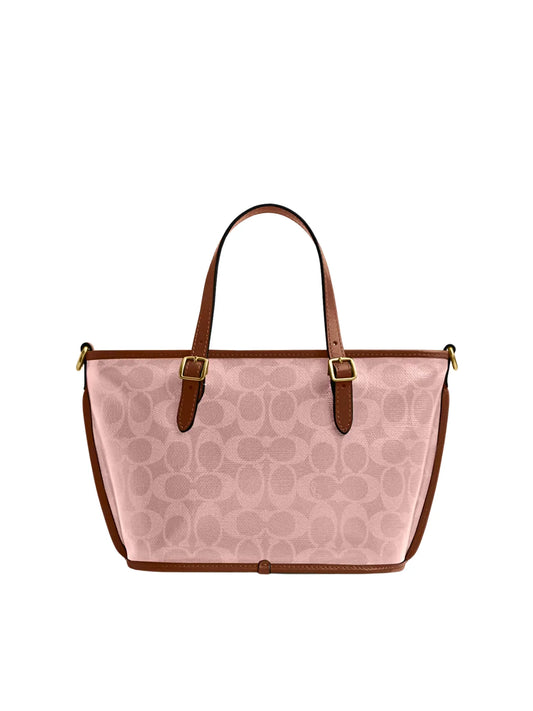 Coach Taxi Tote Bag 21 In Signature Canvas Pink Sable