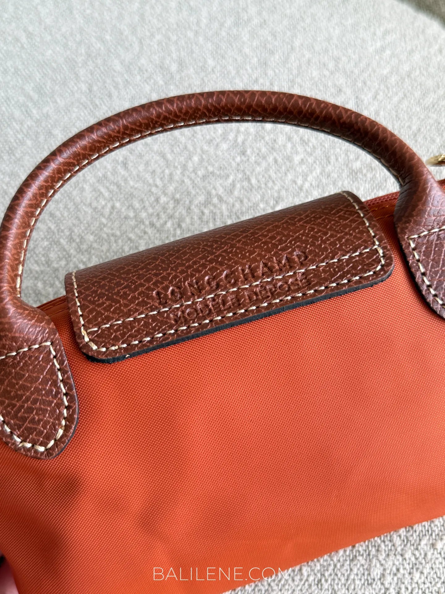 detail-belakang-Longchamp-Le-Pliage-Original-Pouch-Brick-balilene