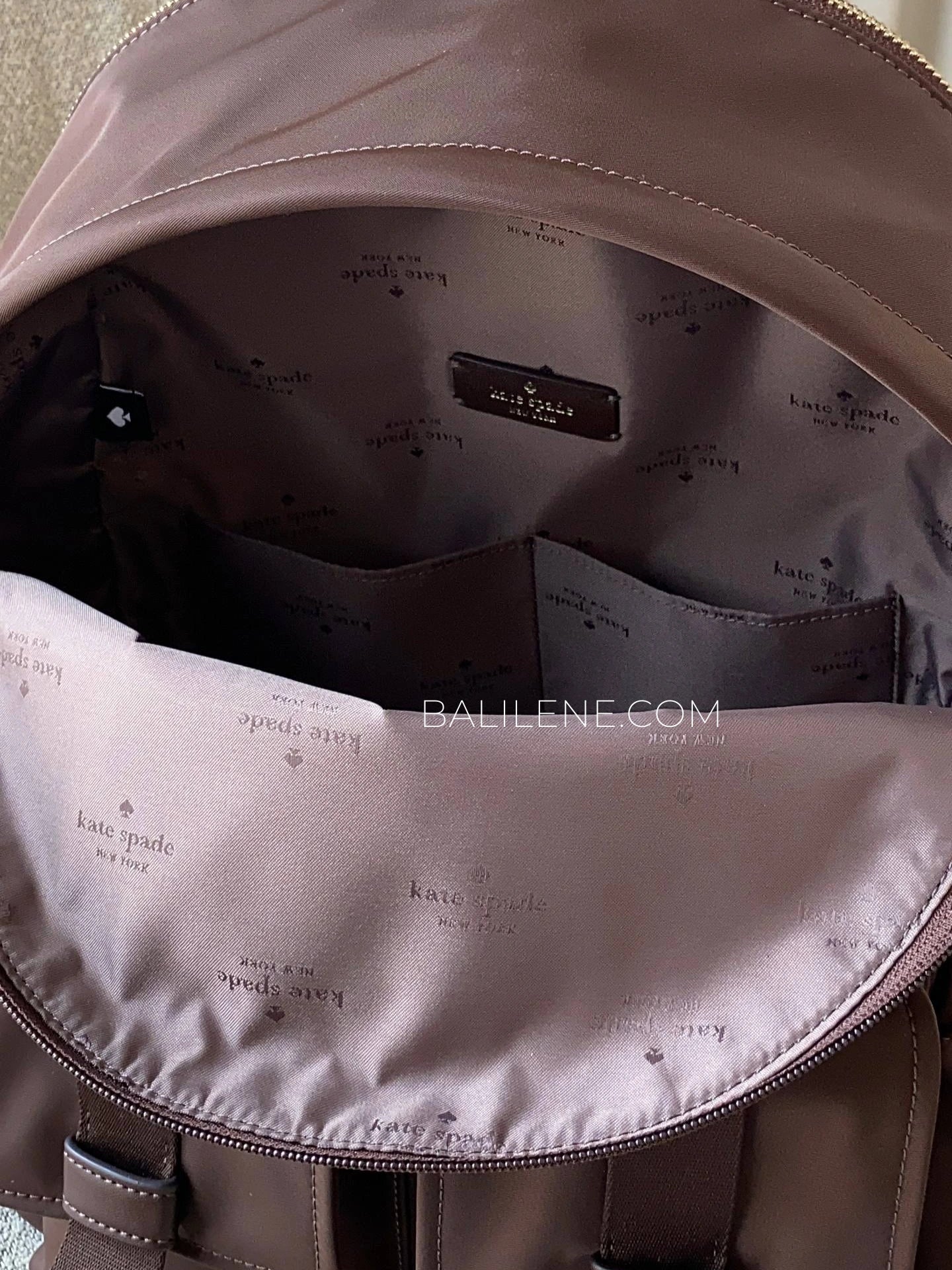 detail-dalam-Kate-Spade-Carter-Nylon-Cargo-Backpack-Hot-Fudge-balilene