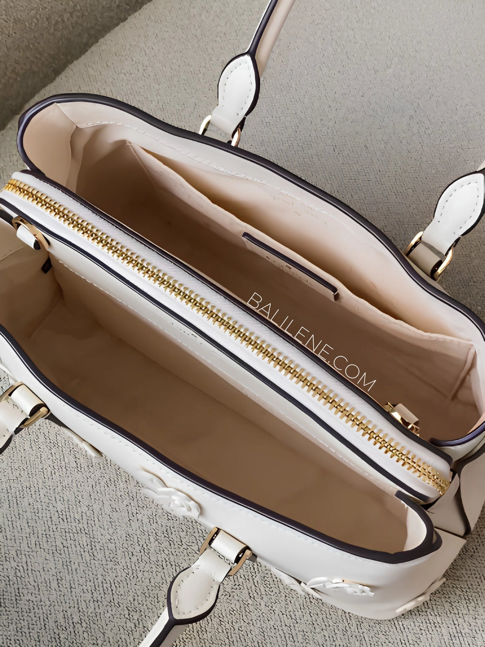detail-dalam-Kate-Spade-Thompson-Street-Floral-Small-Satchel-Bag-Cashew-Milk-balilene