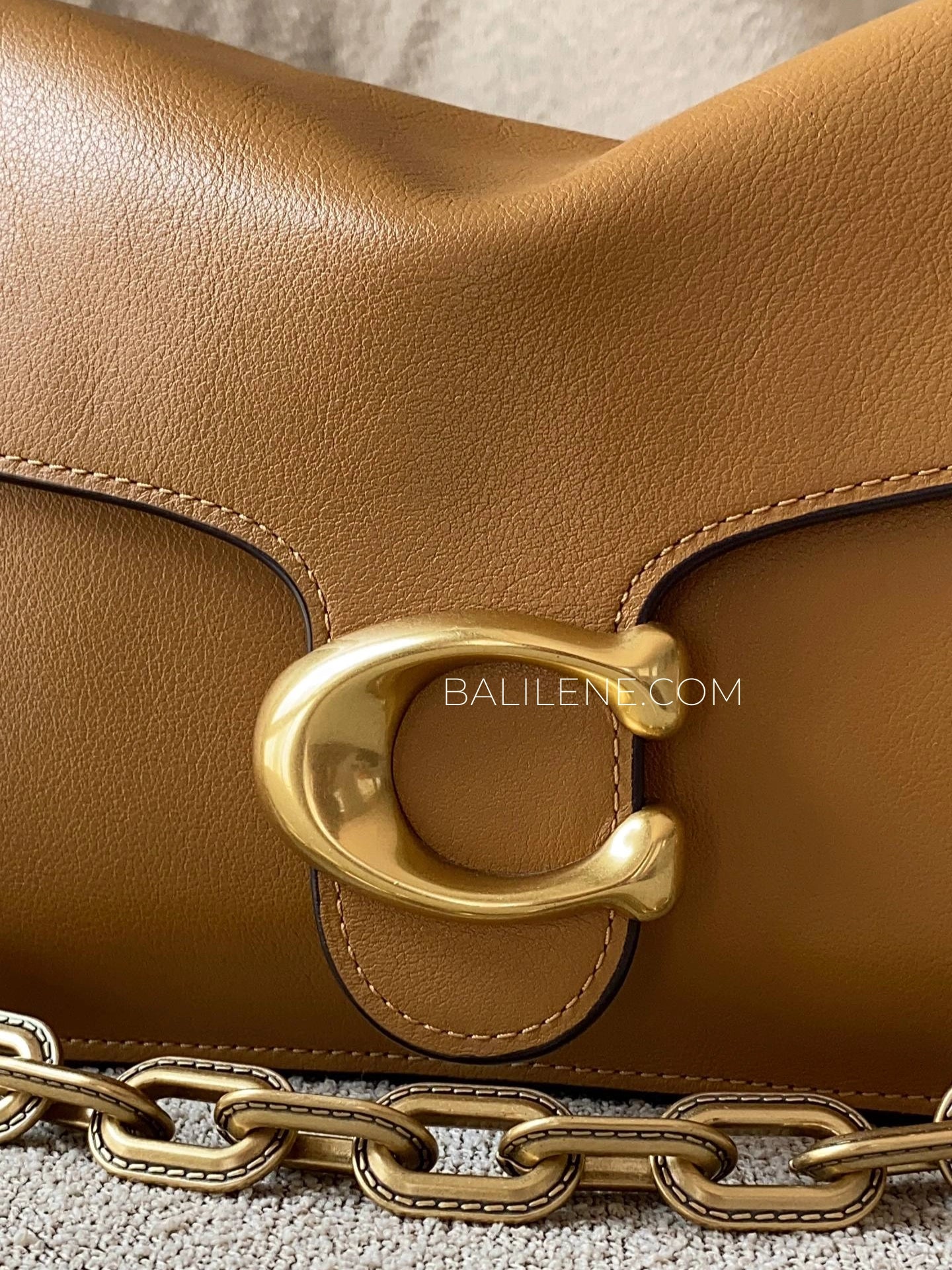detail-depan-Coach-Chain-Tabby-Shoulder-Bag-Honey-Brown-balilene