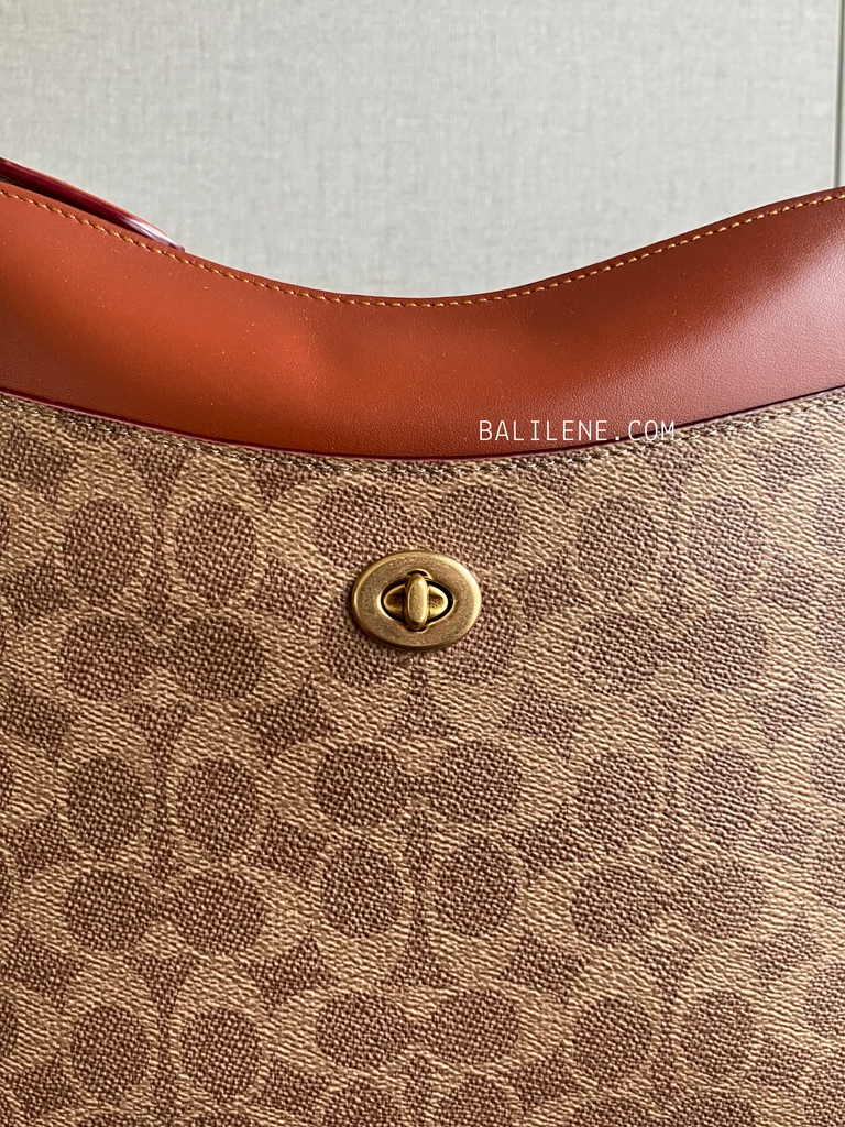 detail-depan-Coach-Chaise-Crossbody-In-Signature-Canvas-Tan-Rust-balilene