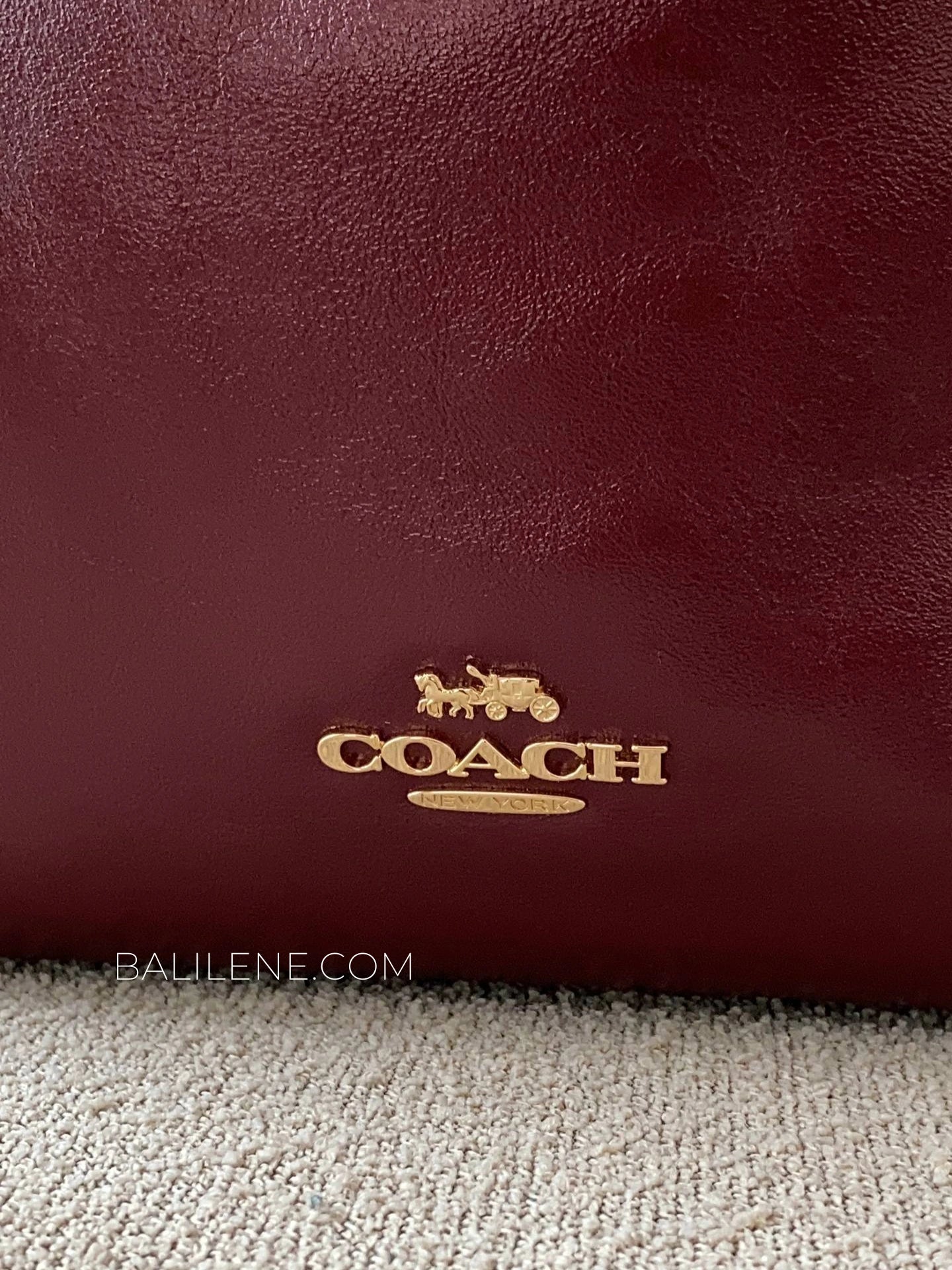 detail-depan-Coach-Evelyn-Shoulder-Bag-Dark-Wine-balilene