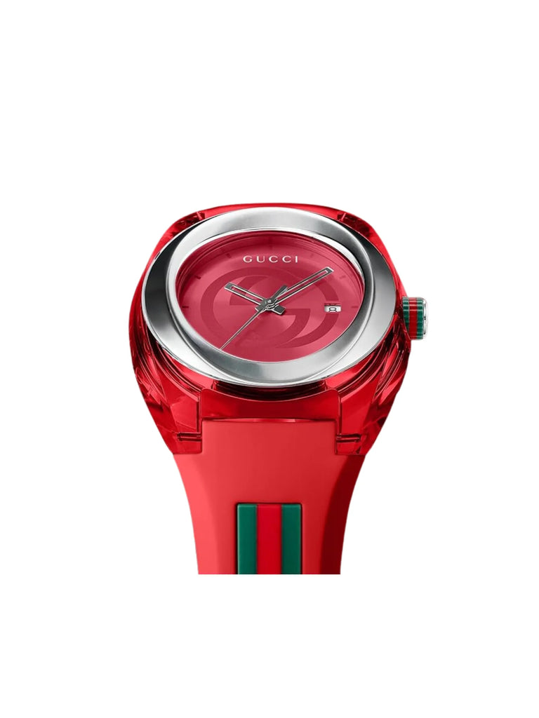 detail-depan-Gucci-Sync-36MM-Stainless-Steel-Red-Rubber-Strap-WatchWEBP