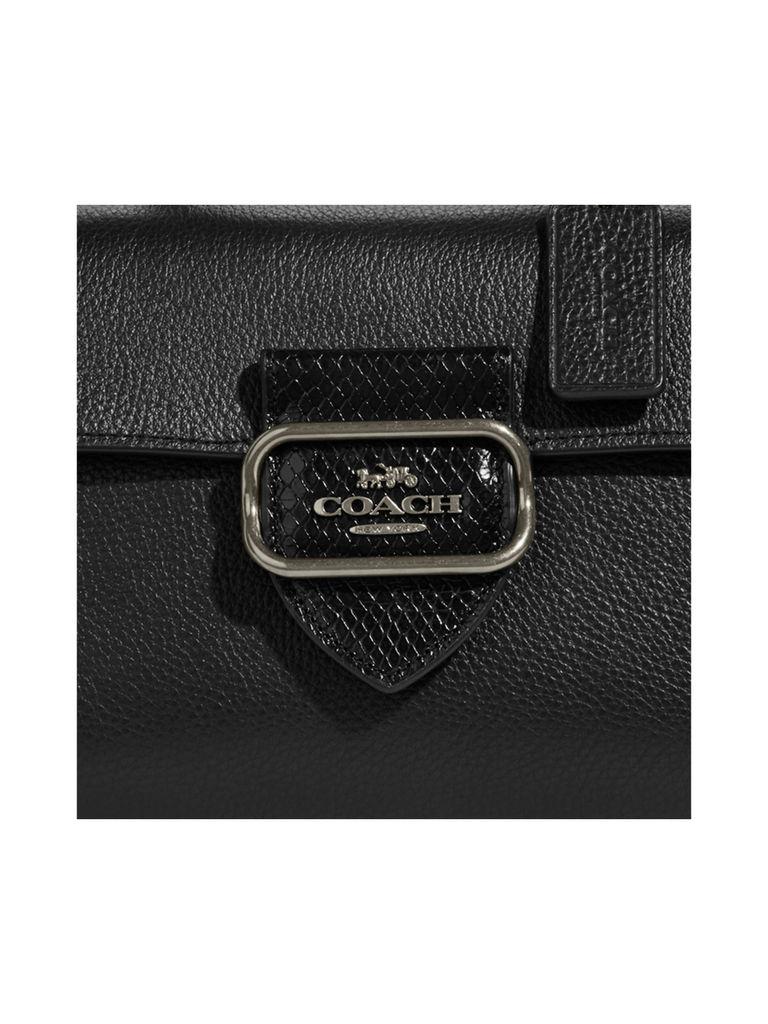 detail-flap-Coach-Morgan-Top-Handle-Satchel-Bag-Black