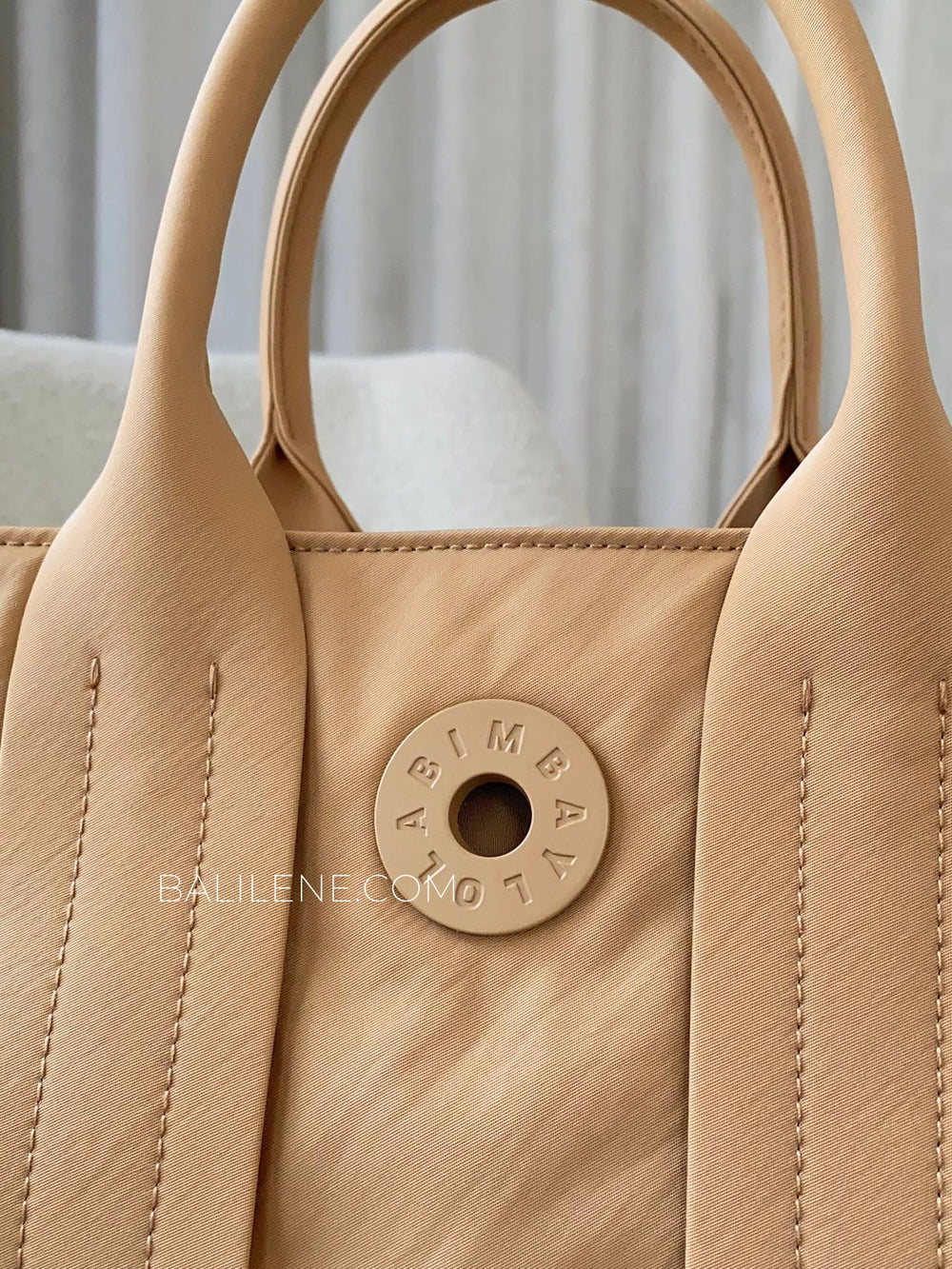 detail-logo-BYL-Medium-Tan-Nylon-Handbag-balilene