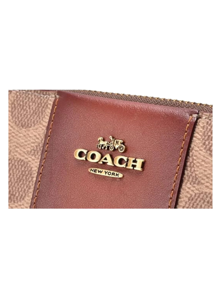 detail-logo-Coach-Accordion-Zip-Wallet-In-Colorblock-Signature-Canvas-Tan-Rust