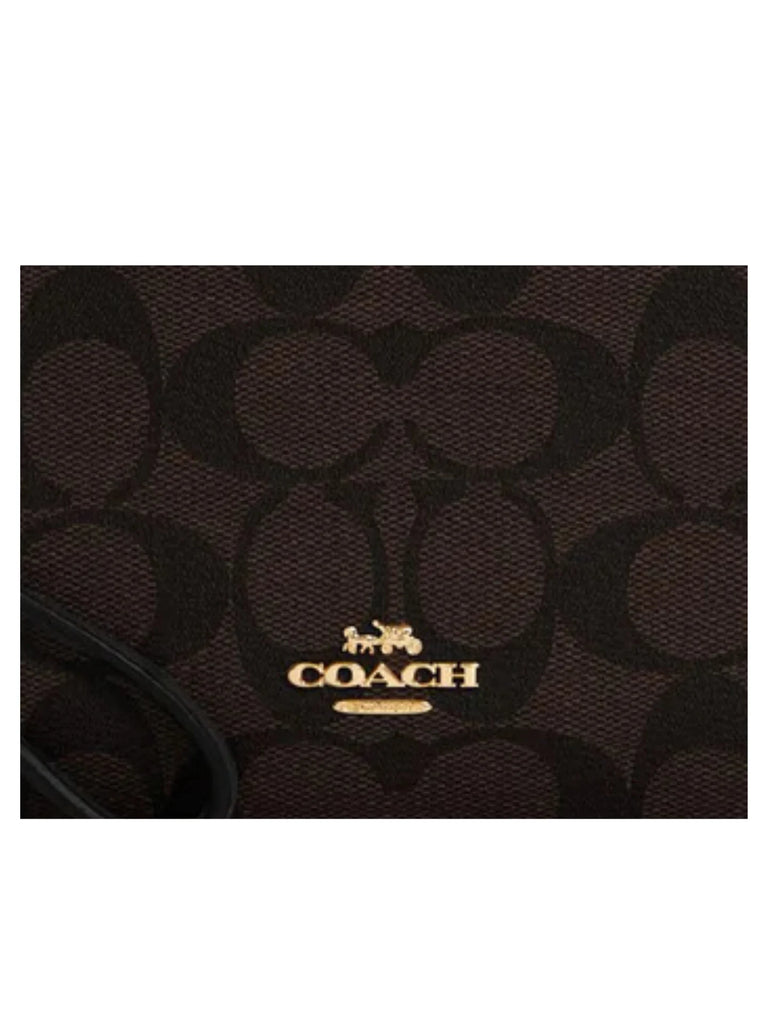detail-logo-Coach-Double-Zip-Wallet-In-Signature-Canvas-Brown-Black
