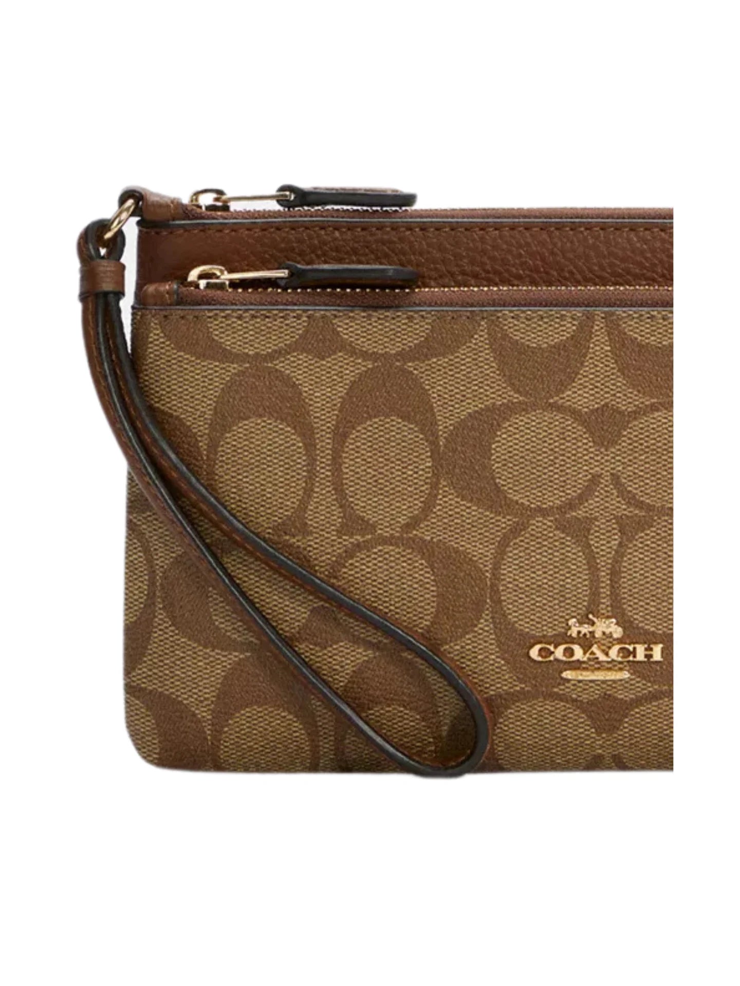 detail-logo-Coach-Double-Zip-Wallet-In-Signature-Canvas-Brown-Khaki-saddle