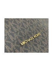 detail-logo-Michael Kors Dover Large Half Moon Shoulder Bag Signature Brown