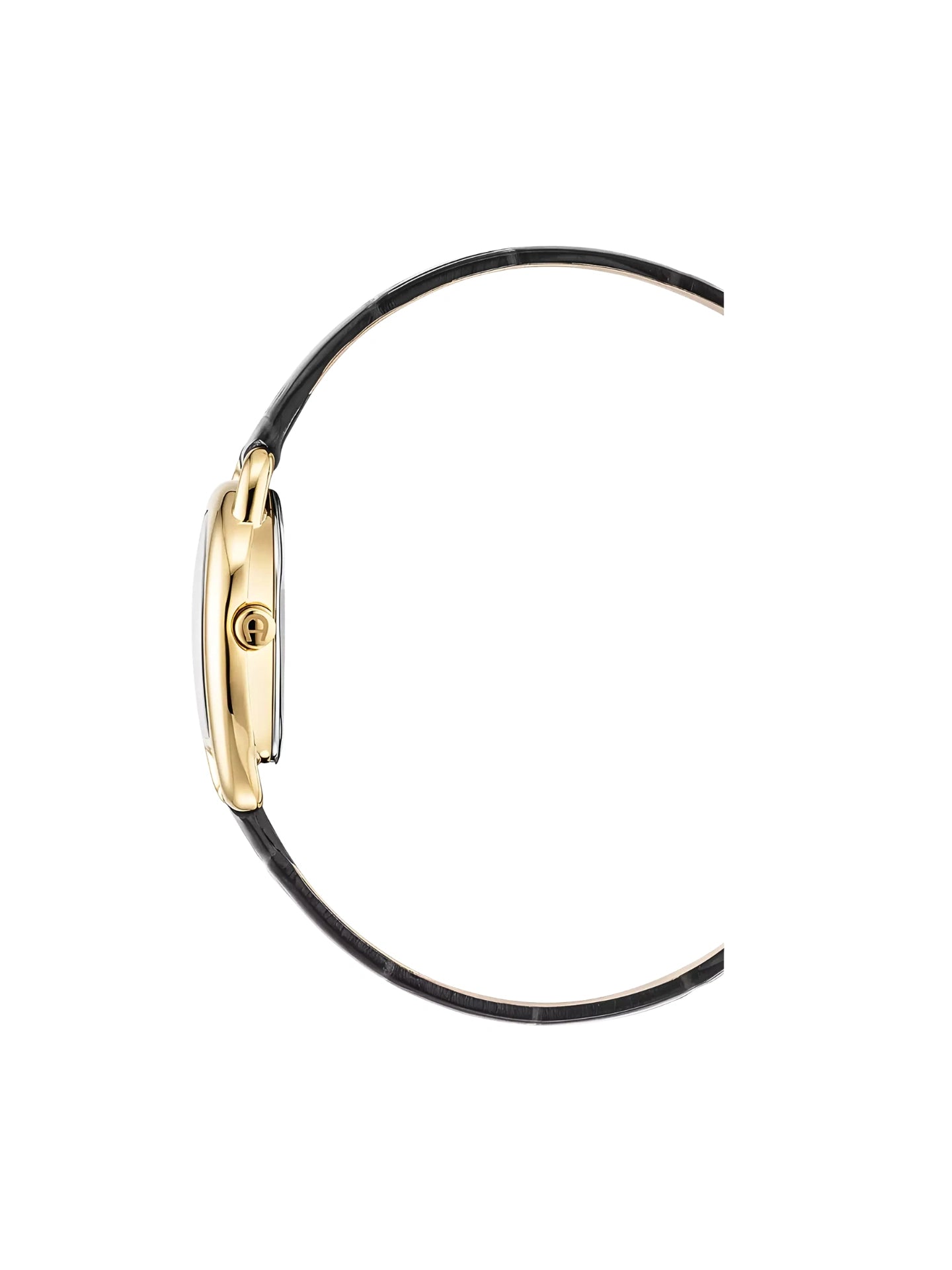 Aigner Hermada III Gold Case Black Leather Strap Watch