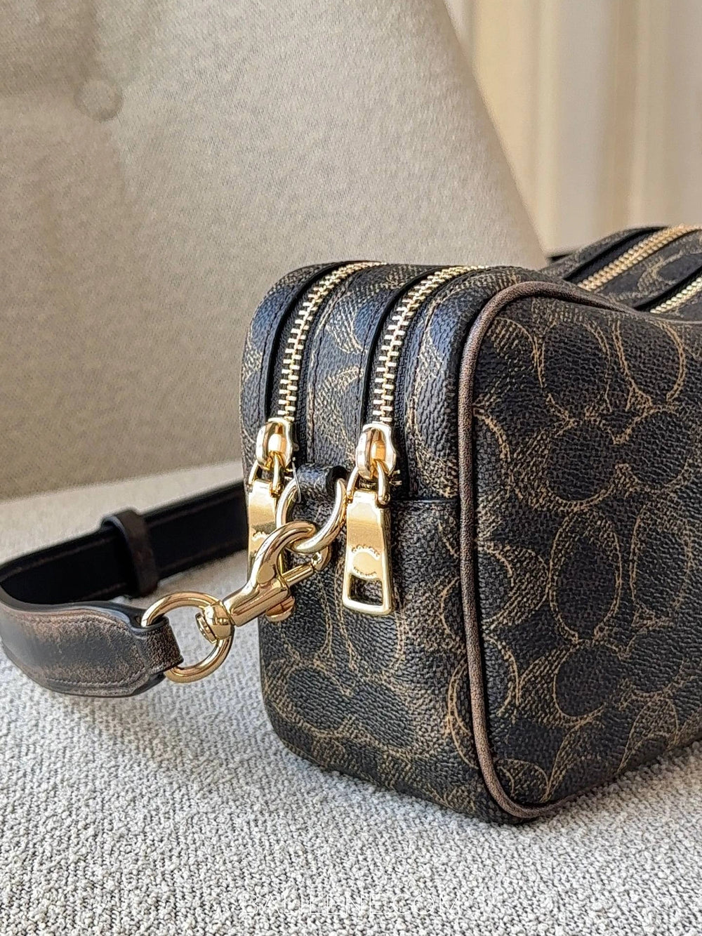 detail-samping-Coach-Mini-Carey-Crossbody-Bag-In-Loved-Signature-Canvas-Brown-balilene