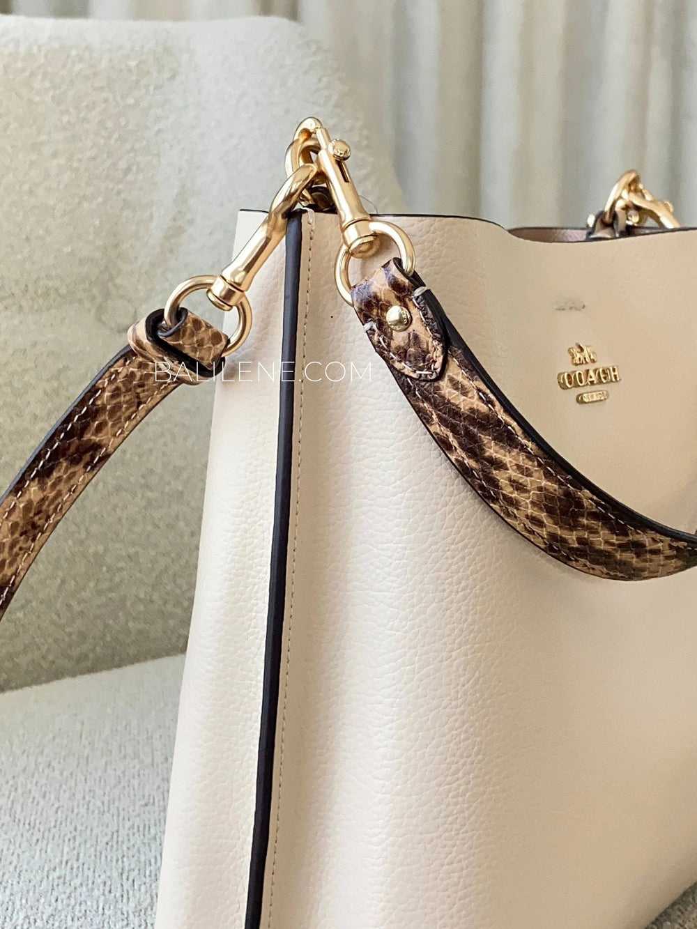detail-samping-Coach-Mollie-Bucket-Bag-22-Snake-Embossed-Leather-Ivory-Multi-balilene