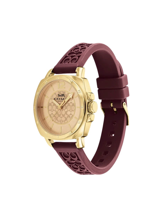detail-samping-Coach-Signature-Embossed-Boyfriend-Rubber-Strap-Burgundy-Gold-Dial-14504178