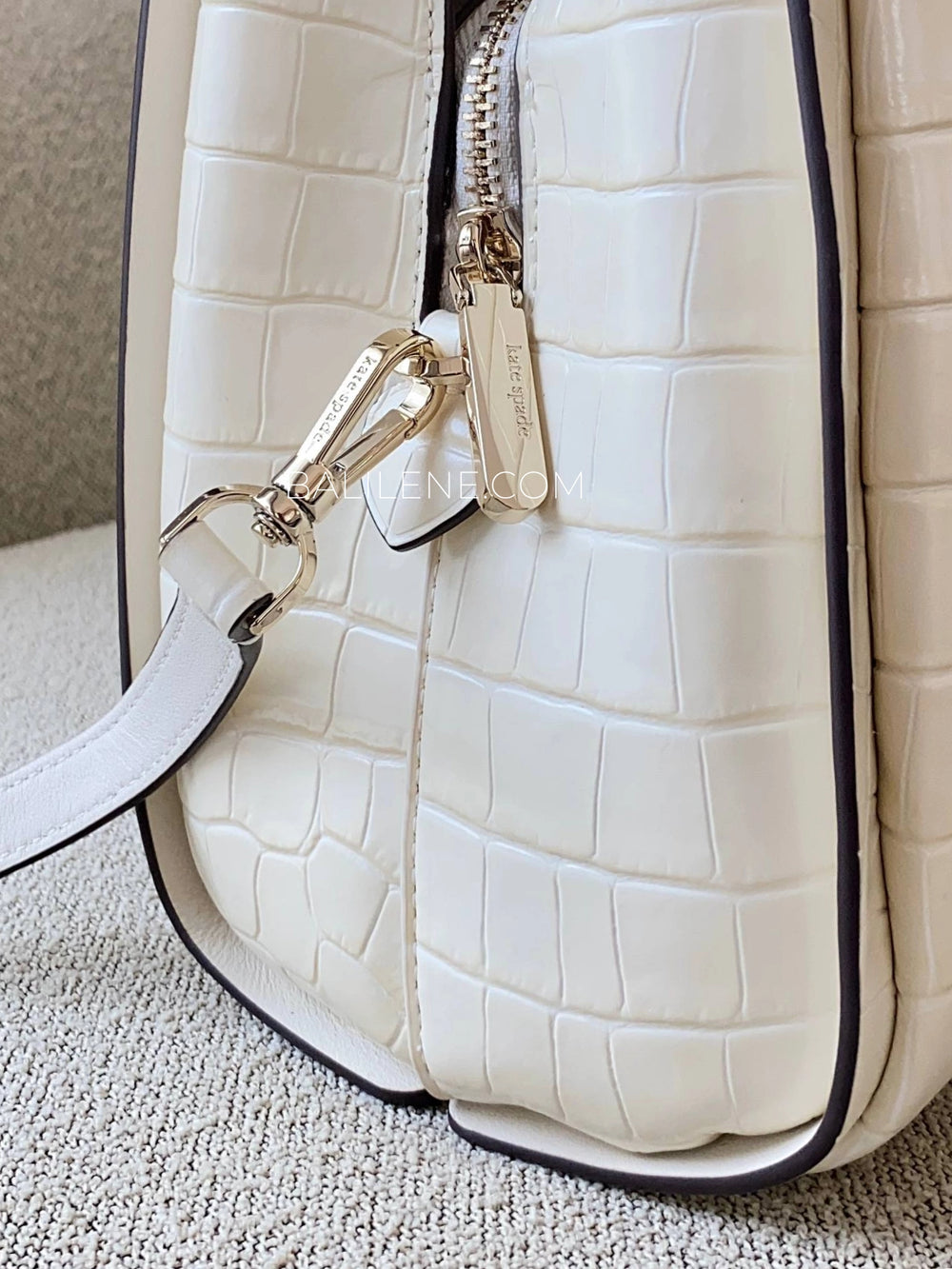 Kate Spade Knott Croc-embossed Medium Crossbody Tote Halo White