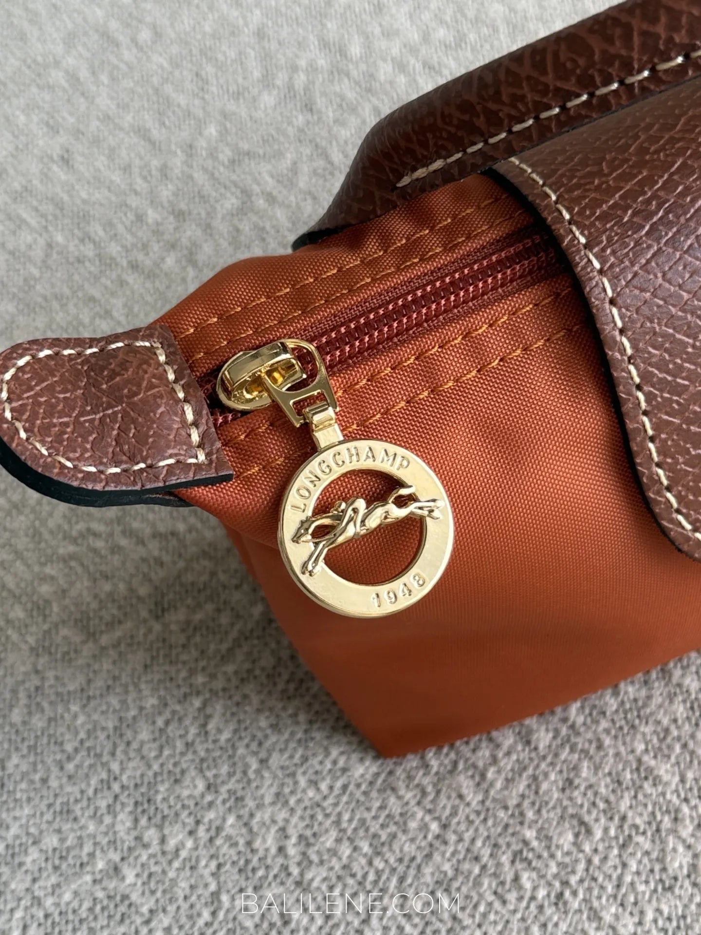 detail-samping-Longchamp-Le-Pliage-Original-Pouch-Brick-balilene