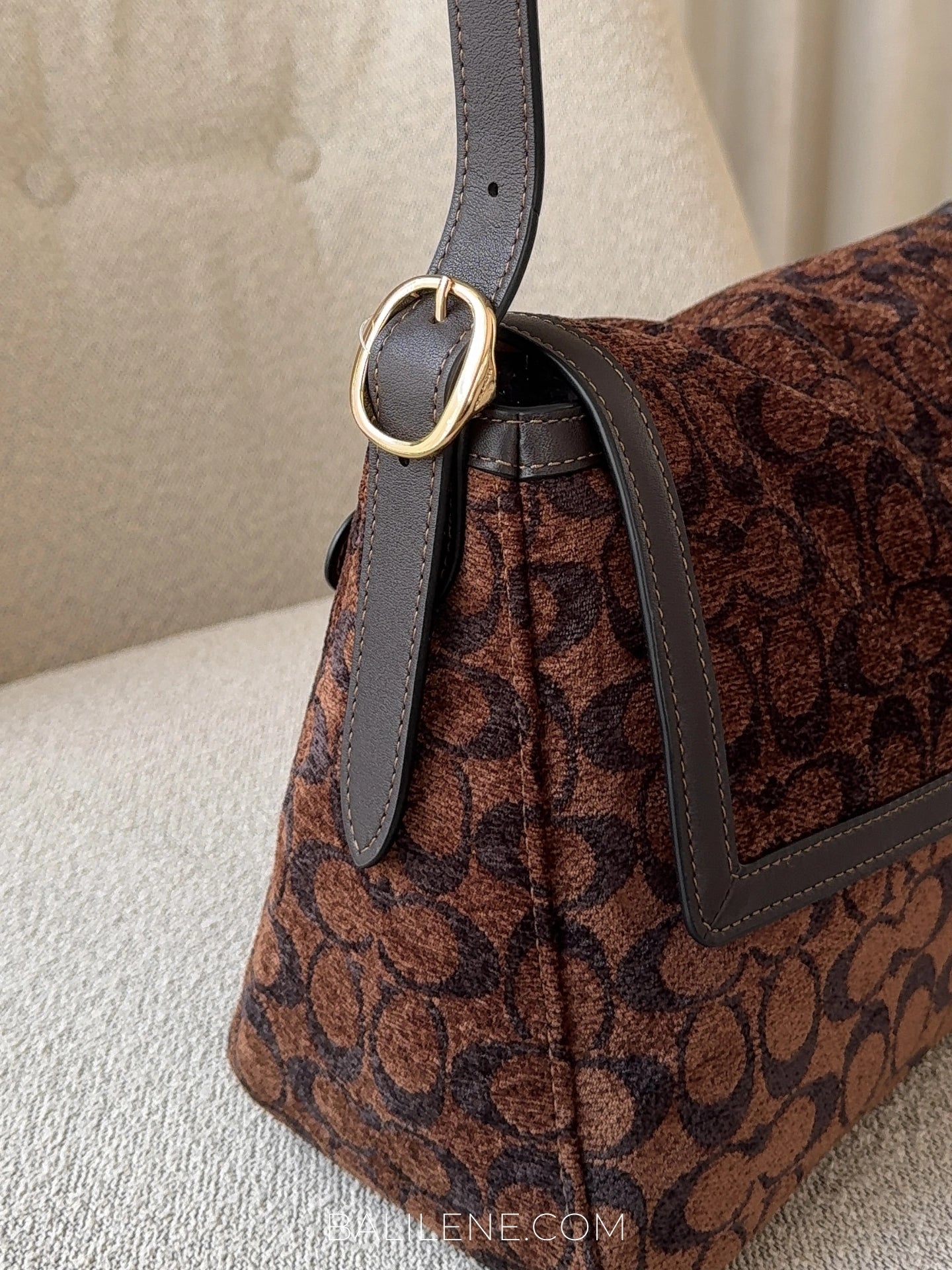 detail-strap-Coach-Etta-Flap-Bag-In-Signature-Chenille-Truffle-balilene