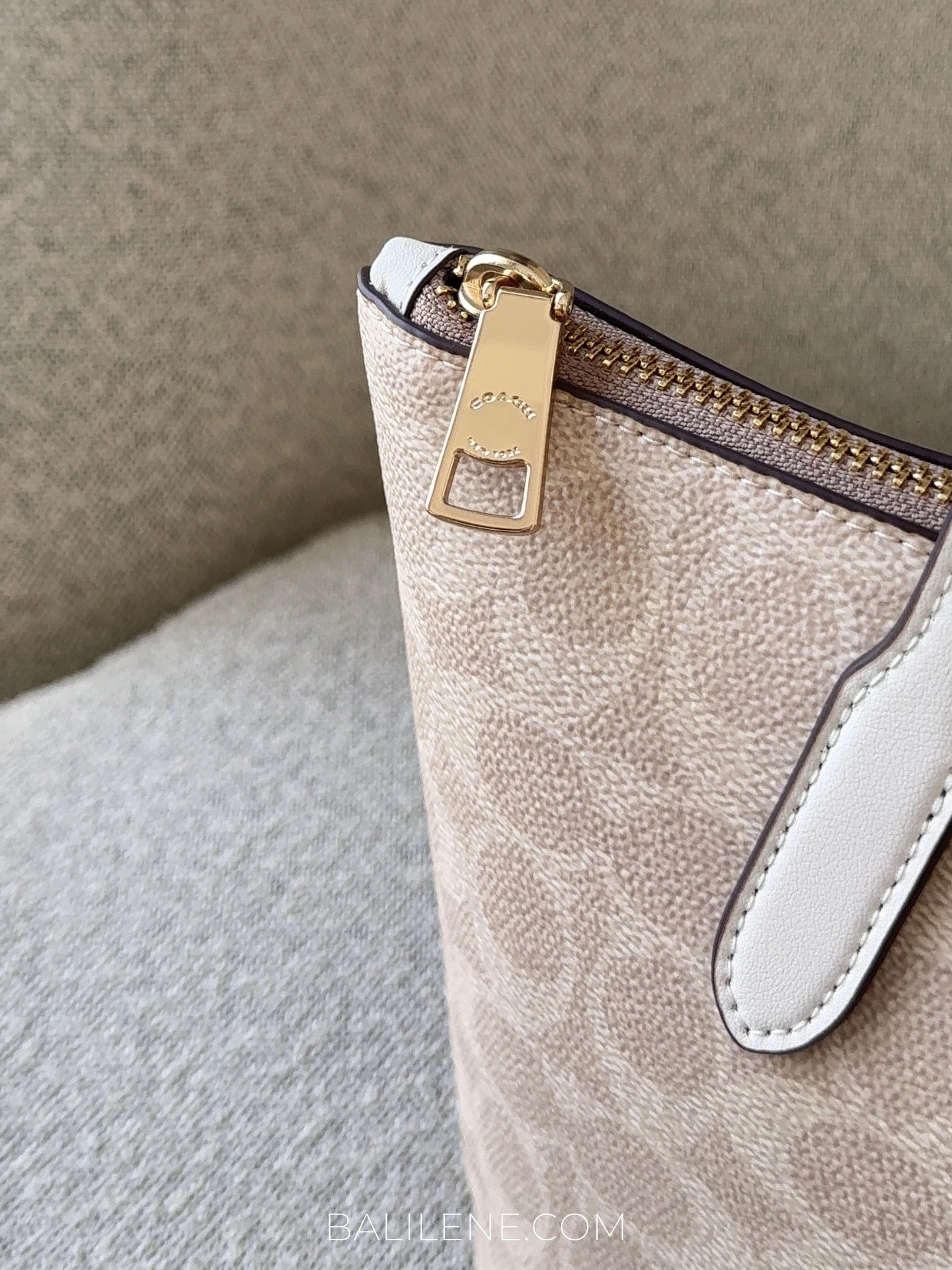 detail-zip-Coach-Fiona-Zip-Tote-Bag-In-Signature-Canvas-Sand-Chalk-balilene