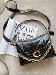 gambar-Coach-Chain-Tabby-Shoulder-Bag-30-With-Quilting-Black-balilene