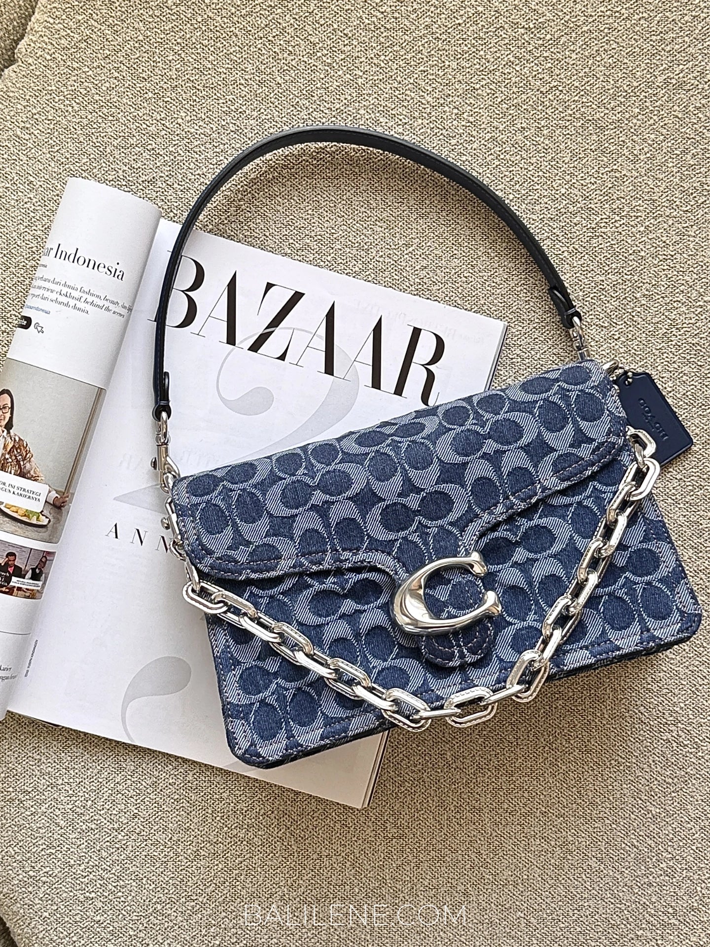 gambar-Coach-Chain-Tabby-Shoulder-Bag-In-Signature-Denim-Deep-Blue-Multi-balilene