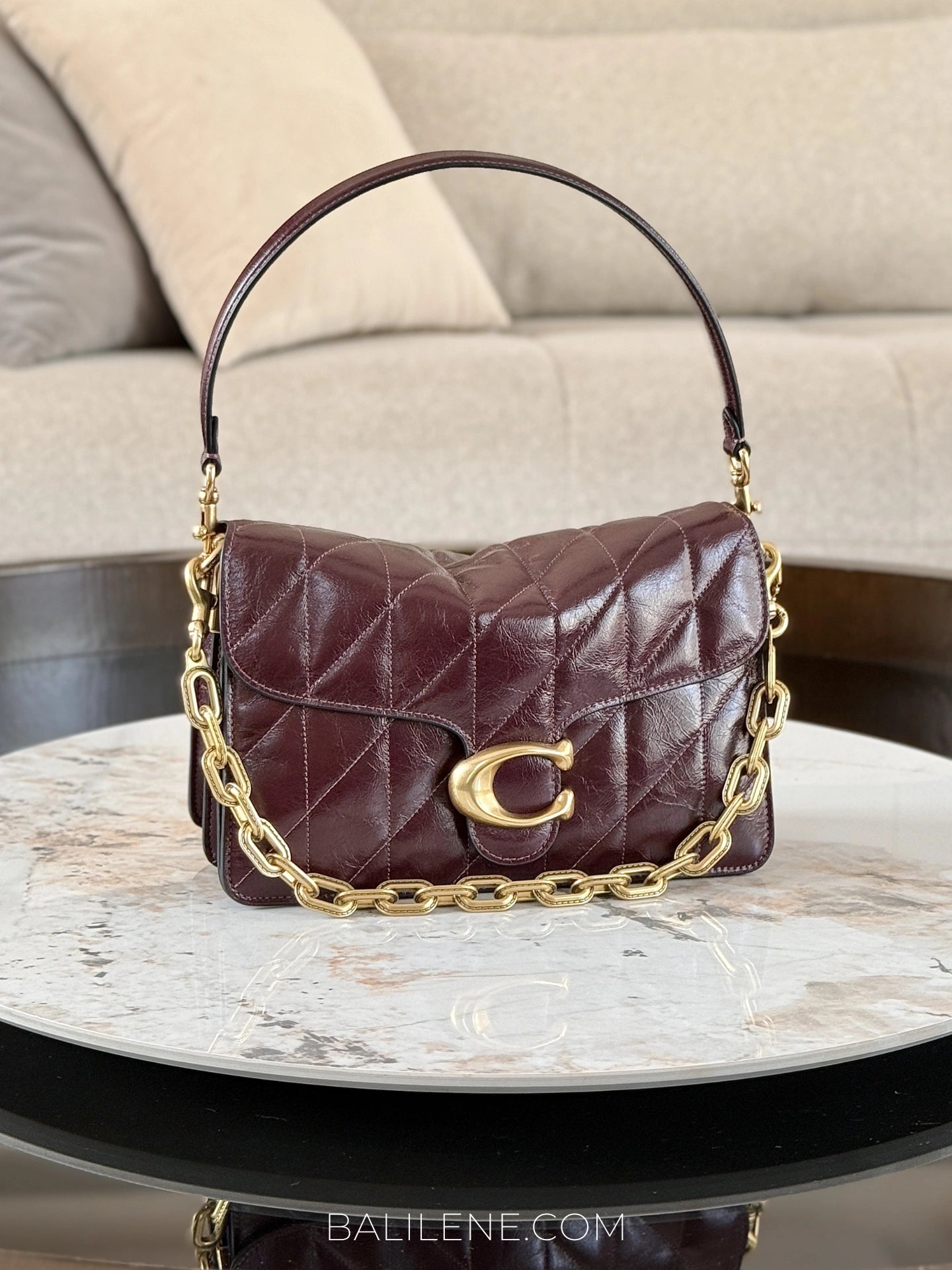 gambar-Coach-Chain-Tabby-Shoulder-Bag-With-Quilting-Black-Currant-balilene