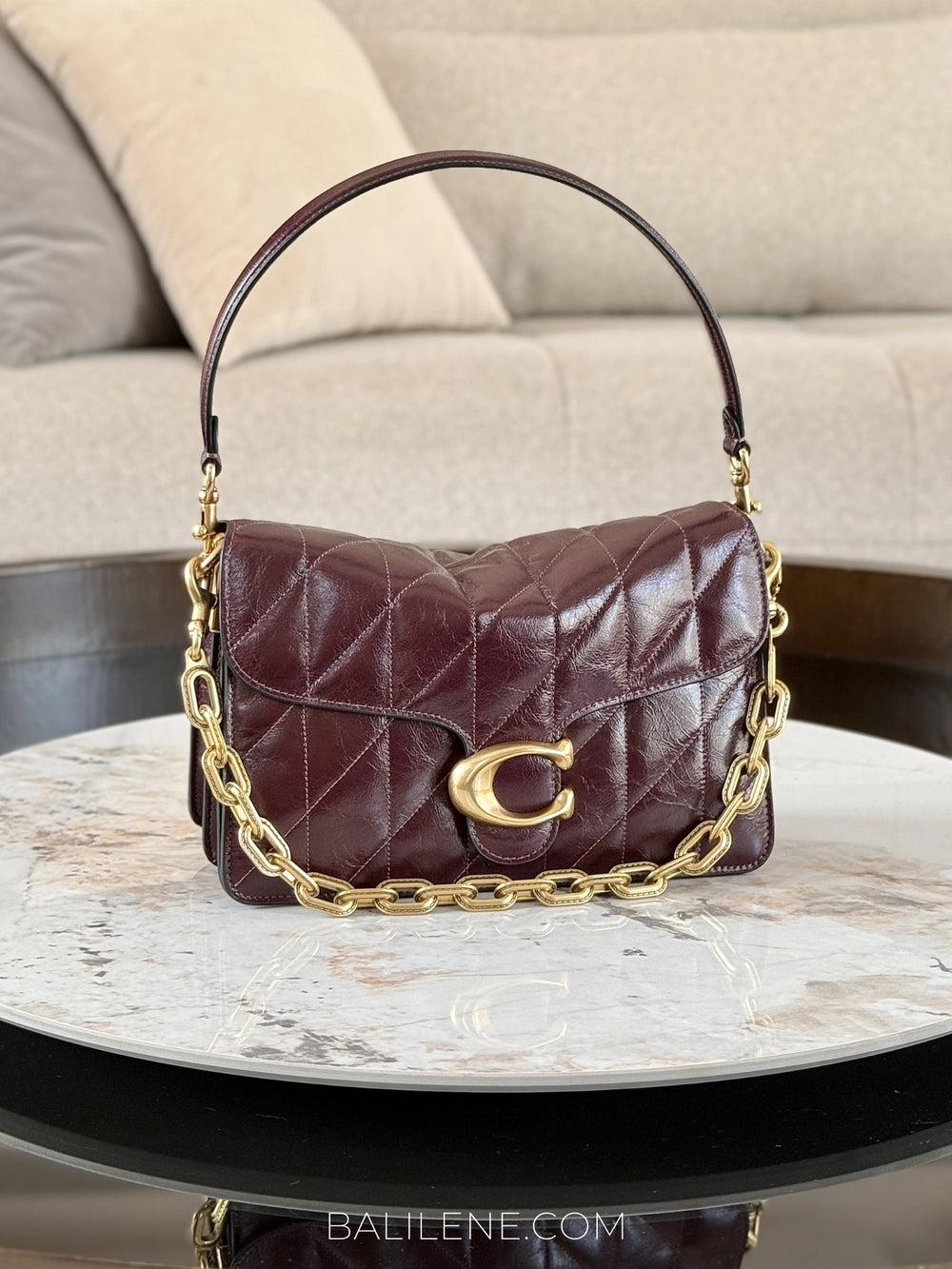 gambar-Coach-Chain-Tabby-Shoulder-Bag-With-Quilting-Black-Currant-balilene