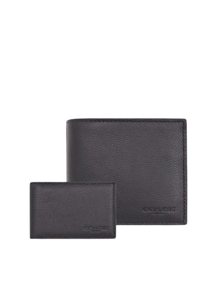 Coach Compact ID Wallet Sport Calf Black Balilene