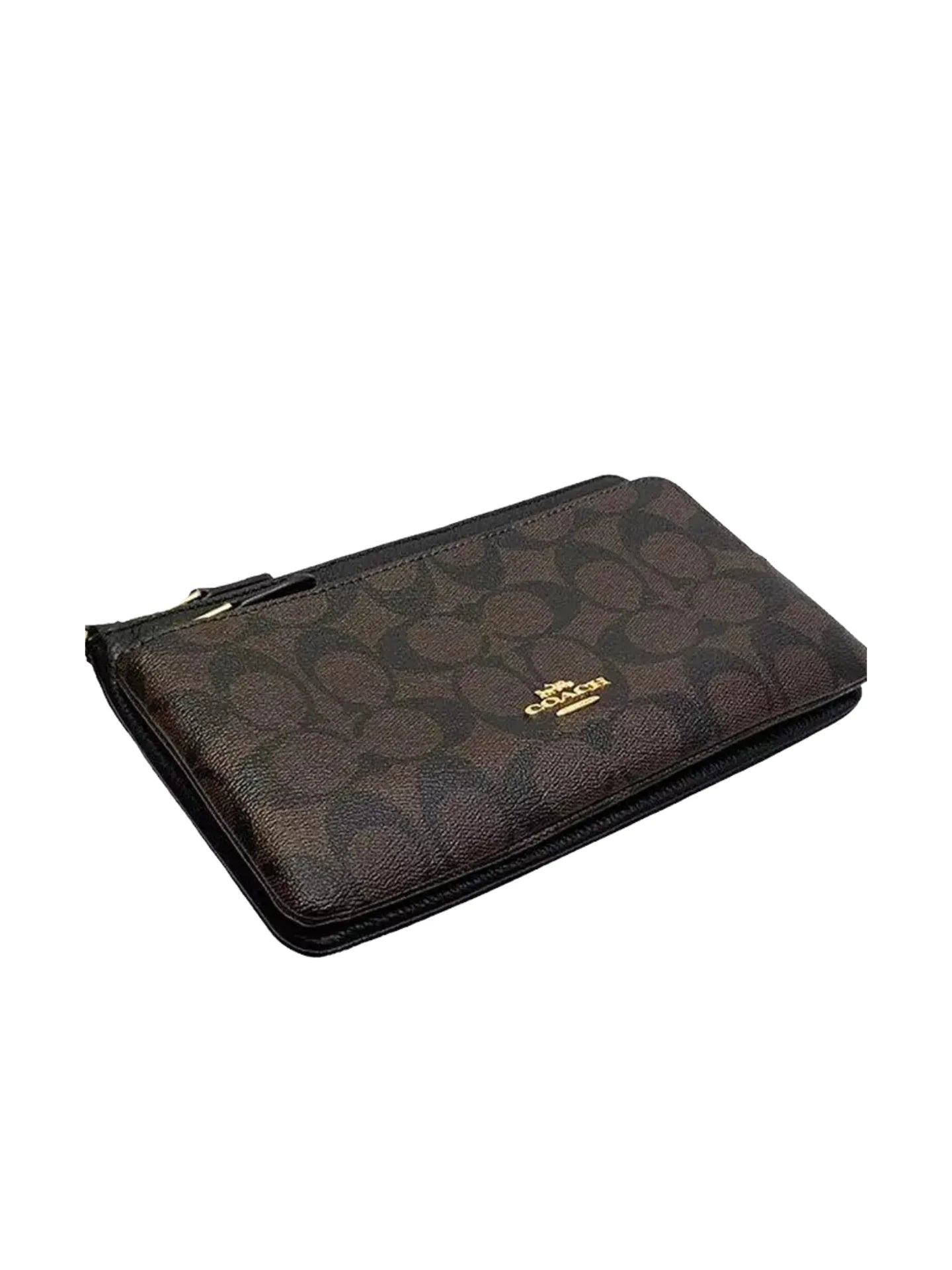 gambar-Coach-Double-Zip-Wallet-In-Signature-Canvas-Brown-Black