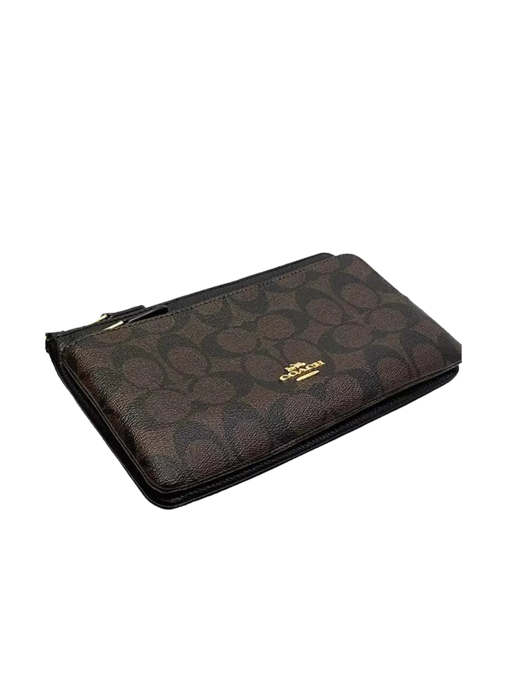 gambar-Coach-Double-Zip-Wallet-In-Signature-Canvas-Brown-Black