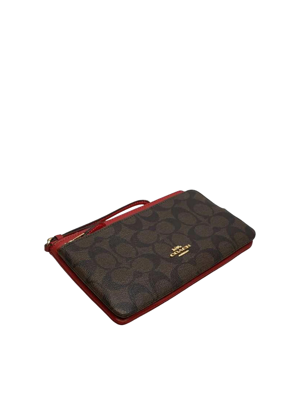 gambar-Coach-Double-Zip-Wallet-Signature-Khaki-Brown-Red