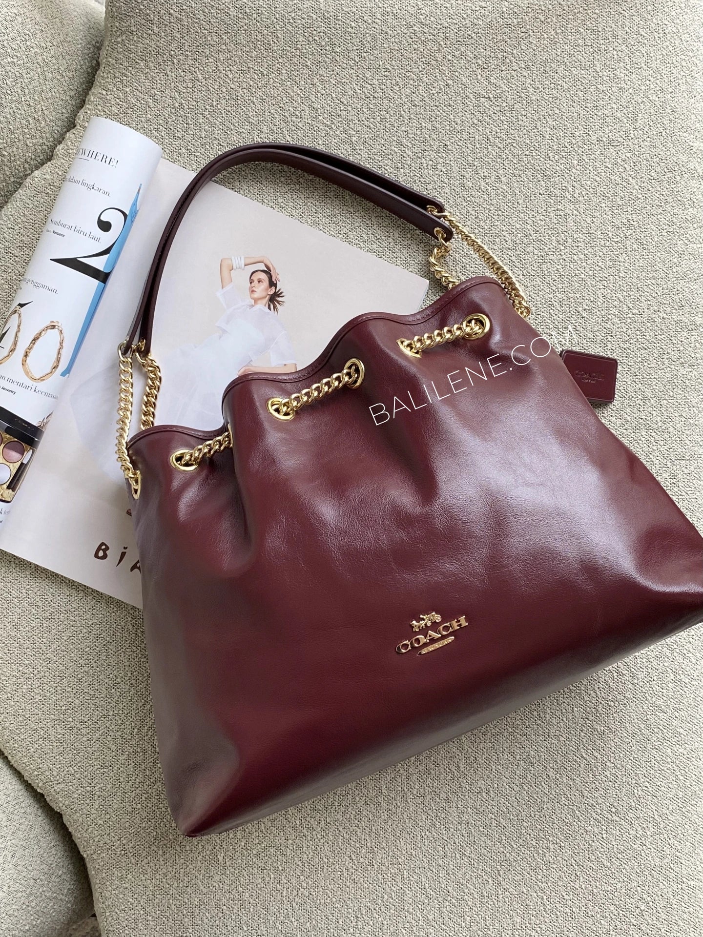 gambar-Coach-Evelyn-Shoulder-Bag-Dark-Wine-balilene