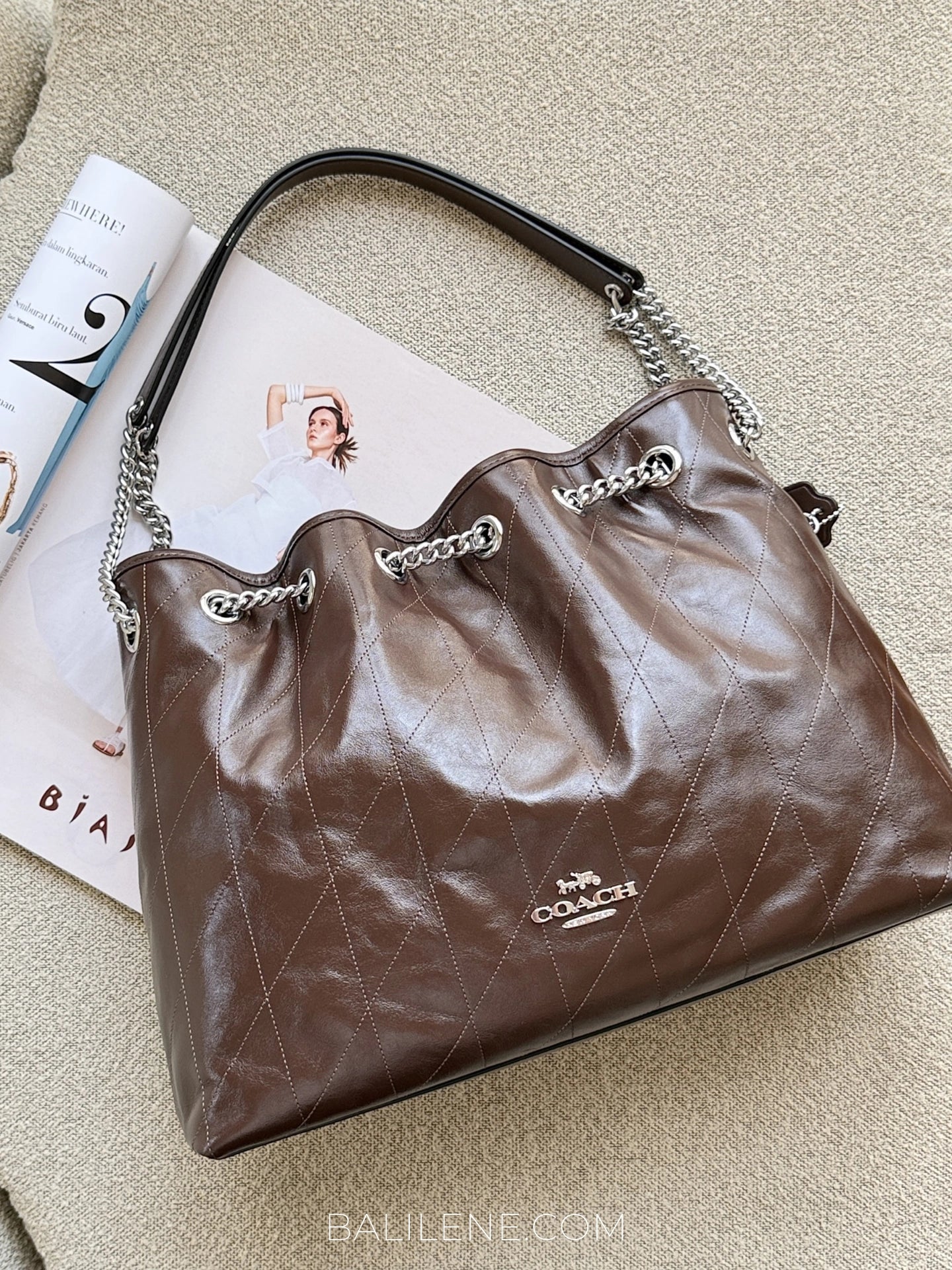 gambar-Coach-Evelyn-Shoulder-Bag-With-Quilting-Maple-balilene