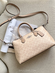 gambar-Coach-Georgia-Satchel-Bag-In-Signature-Canvas-Sand-Taupe-balilene